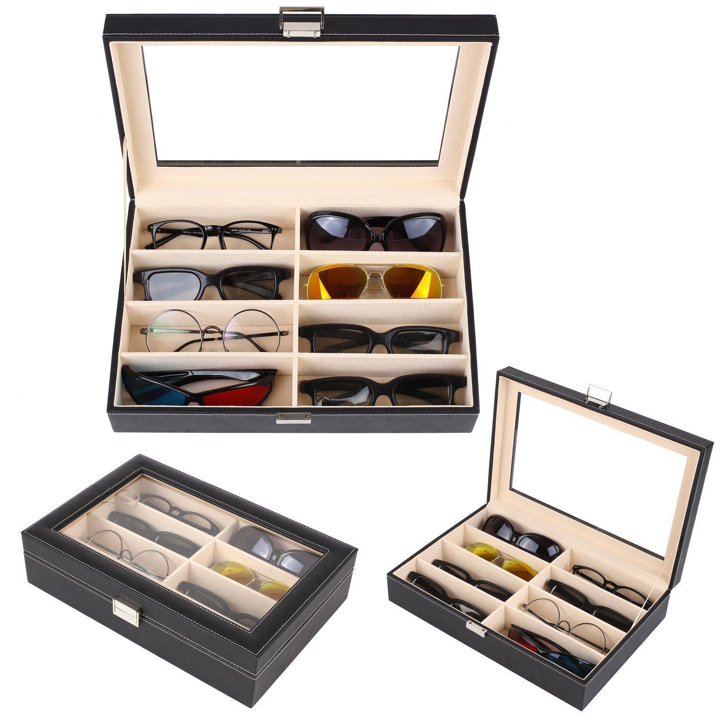 厂家特价直销手表盒眼镜盒定制PU皮天窗收纳盒展示盒展示托盘批发|ms