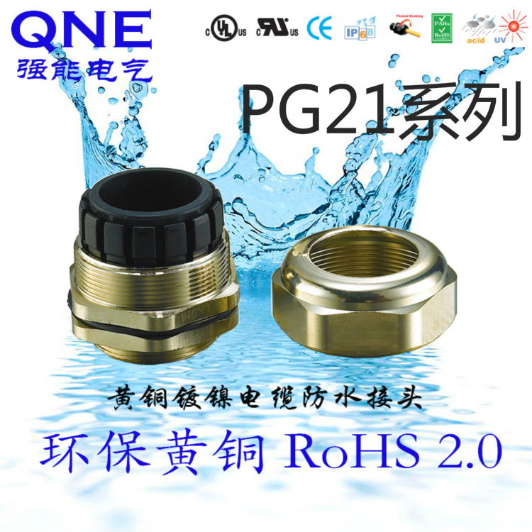 厂家直销 金属 黄铜 镀镍 电缆防水接头 固定头 PG牙 PG21系列