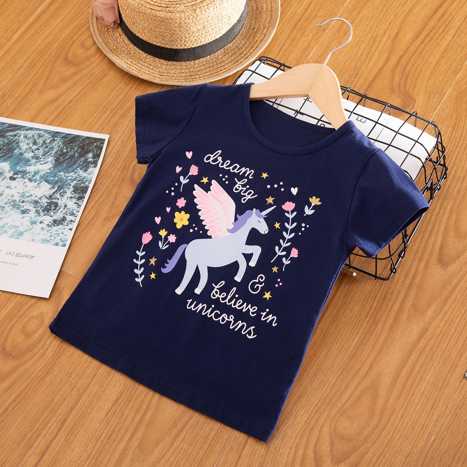 Foreign trade hot selling summer cute Unicorn printed mother women's fashion baby ha Yi children's T-shirt