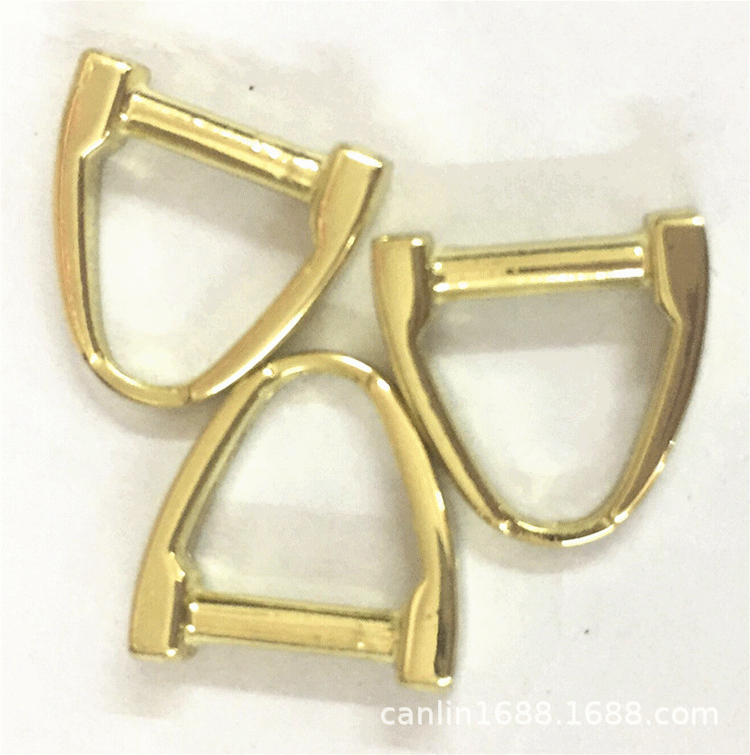 箱包链条五金d环扣 锌合金小d扣 包包金属d字扣挂镀浅金3分D形扣