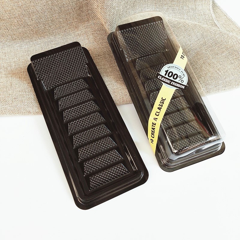 HT04长条蛋糕卷包装盒 寿司虎皮瑞士蛋卷 梯形透明吸塑盒100套/件