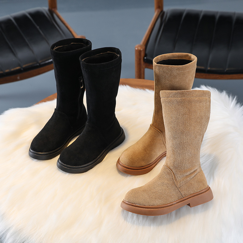 2019秋季新款女童时尚长筒靴 个性百搭侧拉链款防滑橡胶软底童鞋|ms