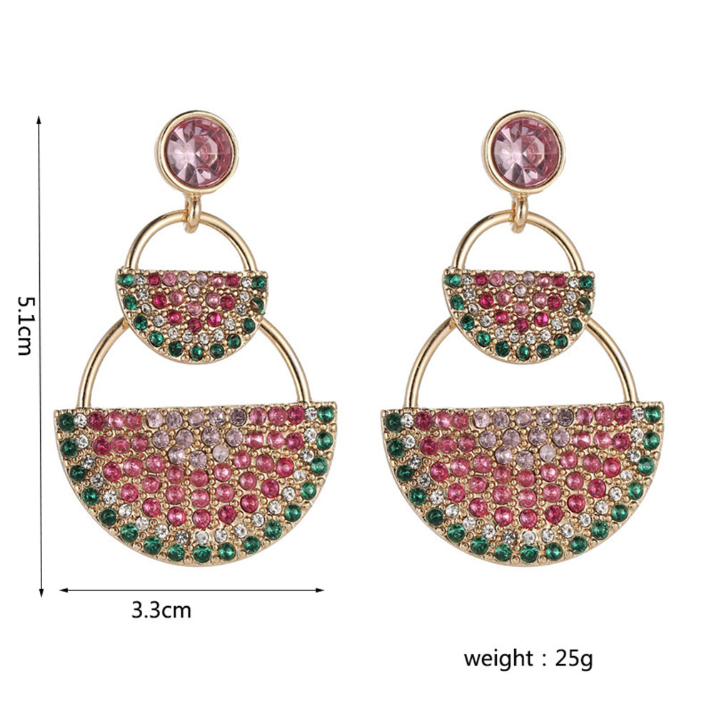 Sweet And Cute Diamond-sized Watermelon Geometric Earrings Accessories Female display picture 2