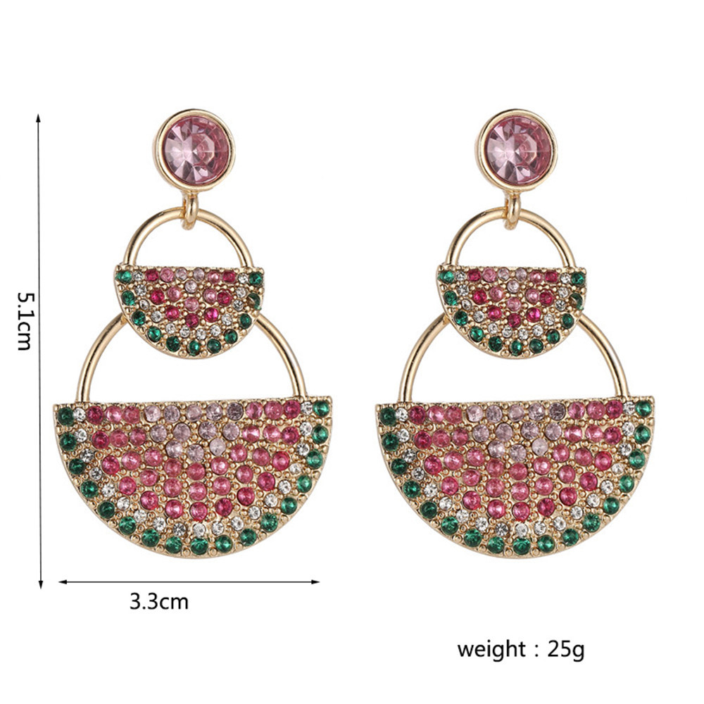 Approvisionnement Du Commerce Extérieur Ornement D'été Doux Mignon Avec Diamants Pastèque Géométrique Boucles D'oreilles Boucles D'oreilles En Gros Accessoires Pour Femmes display picture 2