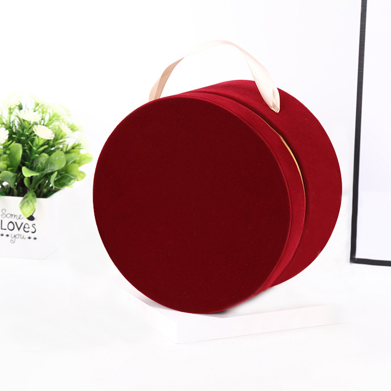 韩式复古丝绒烫金礼盒手提生日情人节礼盒婚礼伴手礼盒喜糖盒子