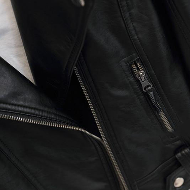 Roupas femininas estudante pequena jaqueta PU jaqueta de couro feminino curto primavera e outono estilo fino lapela motocicleta jaqueta de couro tendência_voghion.com