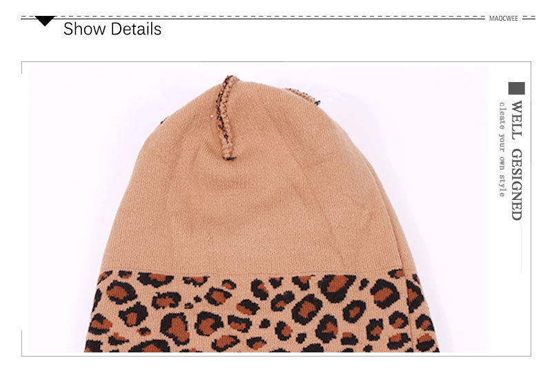 Women's Streetwear Leopard Pearl Eaveless Wool Cap display picture 5