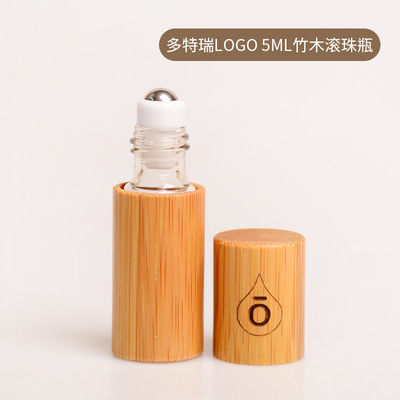 Botella roll-on de 5 ml para aceites esenciales, de bambú, con patrones personalizables.