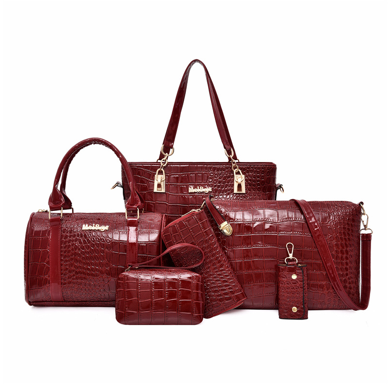 2019 Hot Sale Brand Handbags Fashion Crocodile Zi Mu Bao Six Piece Handbag Shoulder Crossbody Bag Clutch