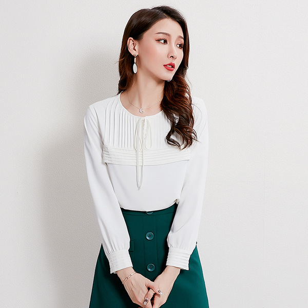 Autumn New Pleats Small Popular Design Sense Women’s Shirt