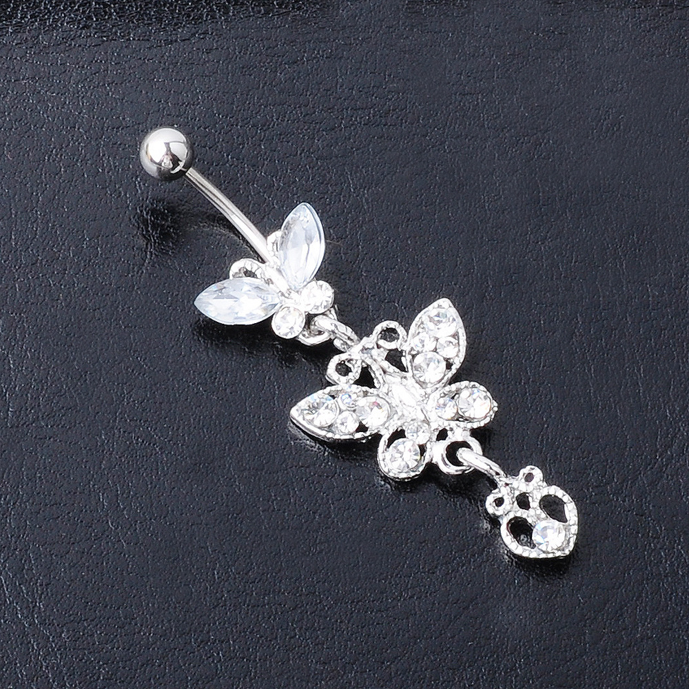 Fashion Piercing Jewelry Bows Diamond-studded Alloy Navel Rings display picture 2