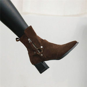 Autumn and winter new fashion simple middle high heels short tube boots 