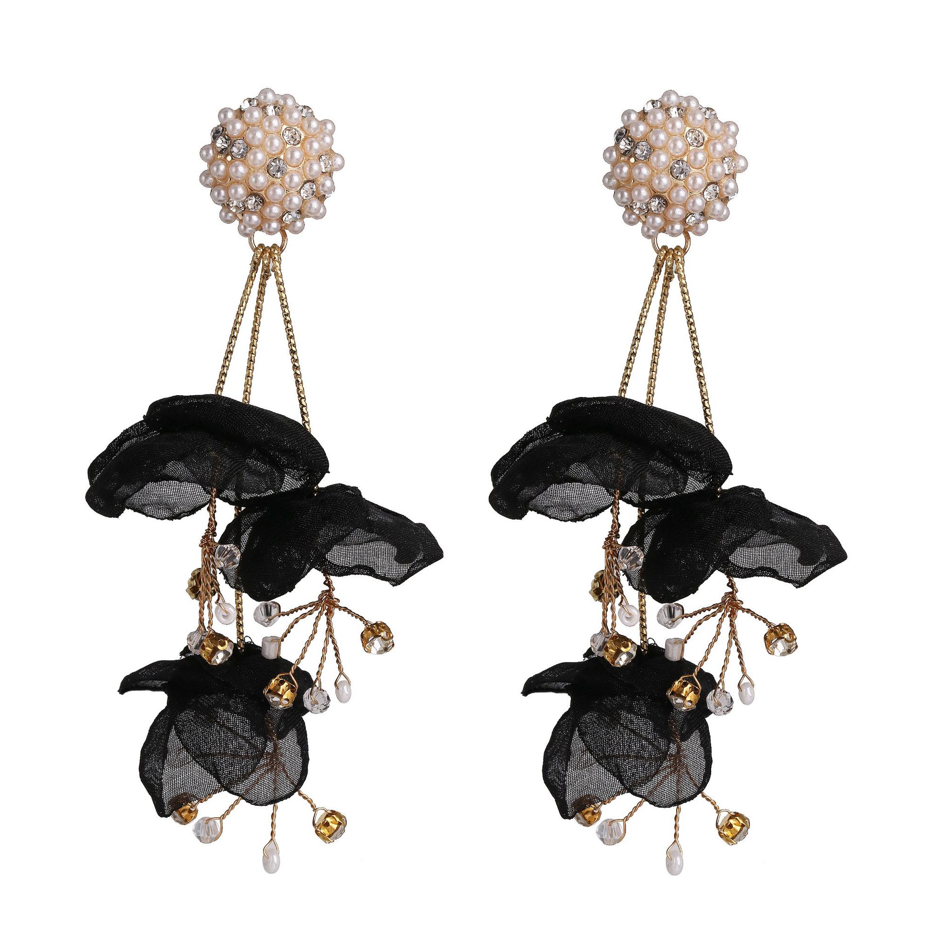 Chiffon Crystal Earrings Vacation Temperament Beach Lady Fashion Earrings display picture 2