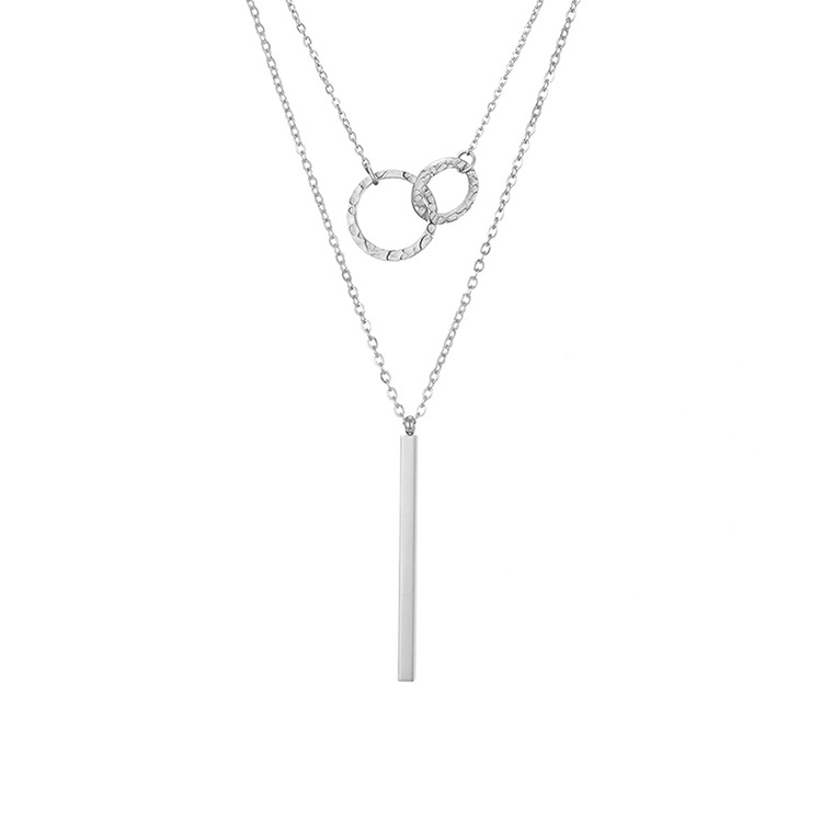 Zweischichtiger Geometrischer Anhänger Einfache Edelstahl 316l Halskette Für Frauen display picture 5