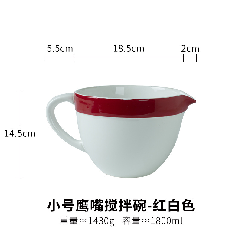 Cerámica creativa moda colorida boca puntiaguda Gran Tazón de huevo batiendo agitación ensalada sopa olla