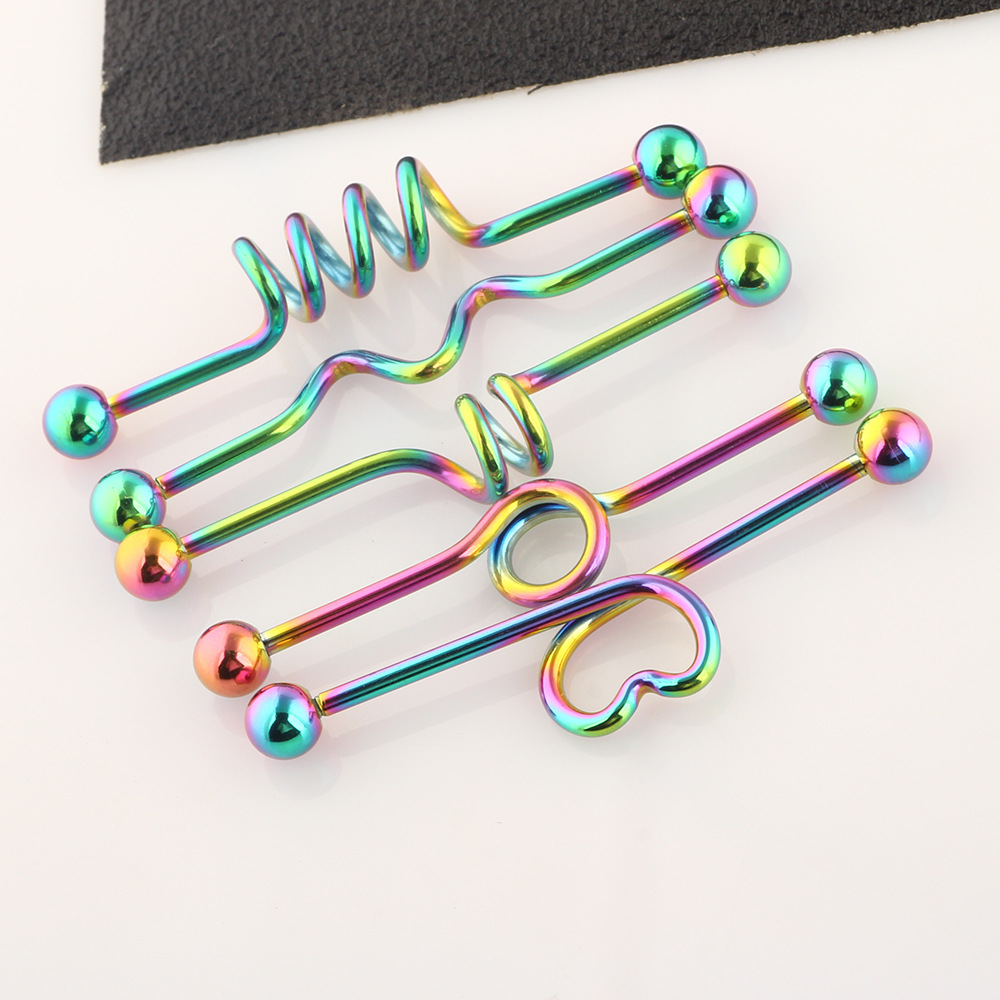 5-Piece Industrial Earring Set Long Rod Piercing Earrings Stainless Steel Ear Cartilage Jewelry Set detail image 38