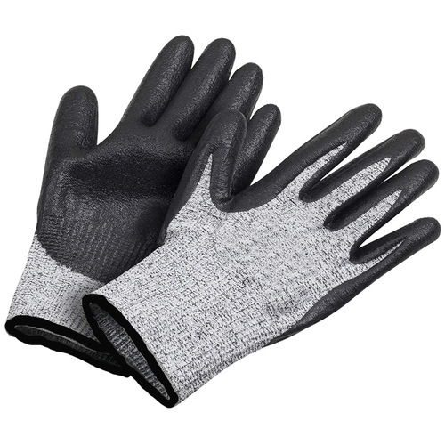 Factory direct supply 5-level enhanced cut and puncture resistant knife-cut wear-resistant nitrile dipped work safety gloves with added thickness for industrial use.