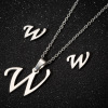 Pendant stainless steel with letters, necklace, chain, set, earrings, accessory, European style, wholesale