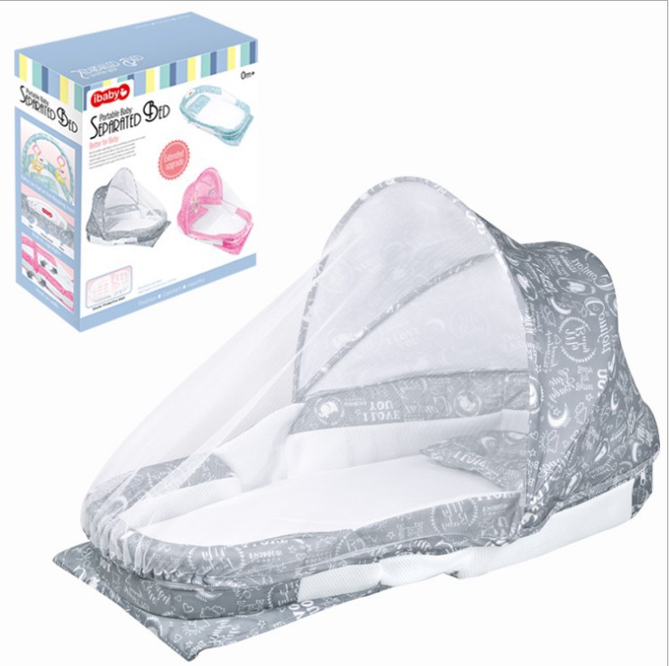 卡通图案婴儿床 全包围带蚊帐婴儿床中床 音乐灯光折叠婴儿床详情图2