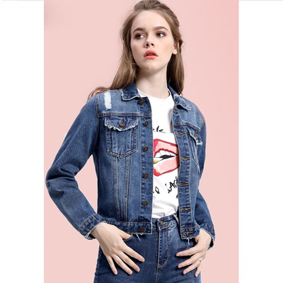 Flash washing Chaqueta 2019 new pattern Self cultivation Show thin Versatile Korean Edition Lapel Jeans have cash less than that is registered in the accounts