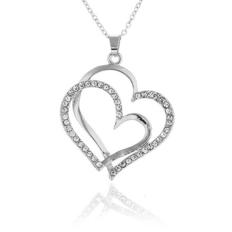 Double Layer Alloy Necklace With Full Diamond Crystal Detailing_voghion.com