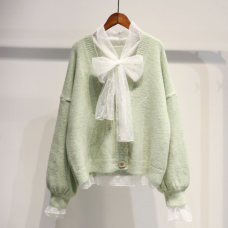 Autumn 2020 New Mohair Knitted Sweater Cardigan Women's V-Neck Loose Short Solid Color Sweater Cardigan Jacket