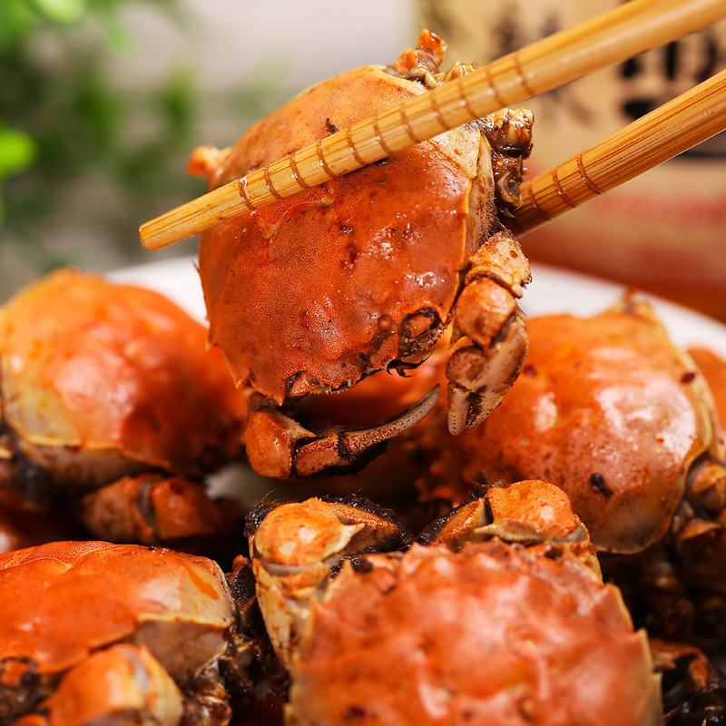香辣蟹罐装即食麻辣小螃蟹零食大闸蟹公母蟹熟食海鲜醉蟹