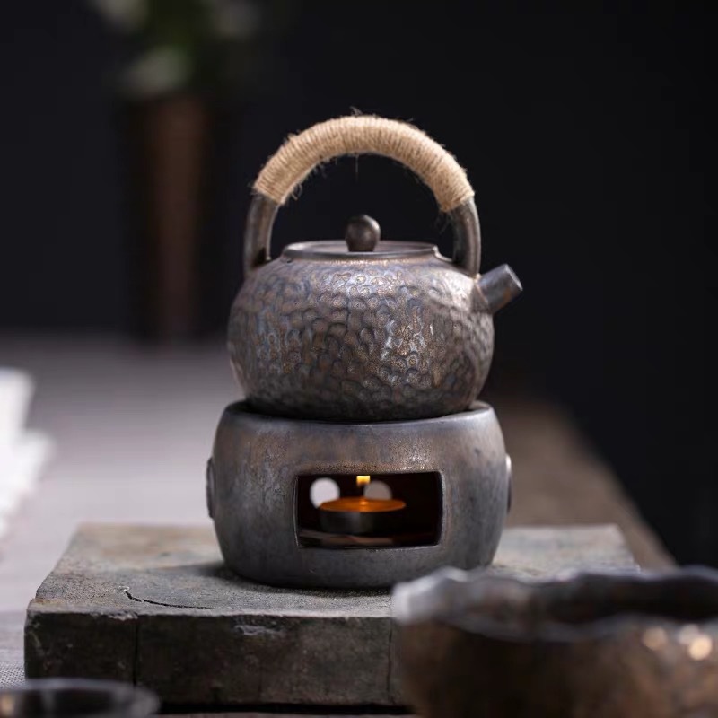 復古鎏金茶壺日式提梁壺帶溫茶器茶爐茶壺組合家用泡茶壺燒水壺