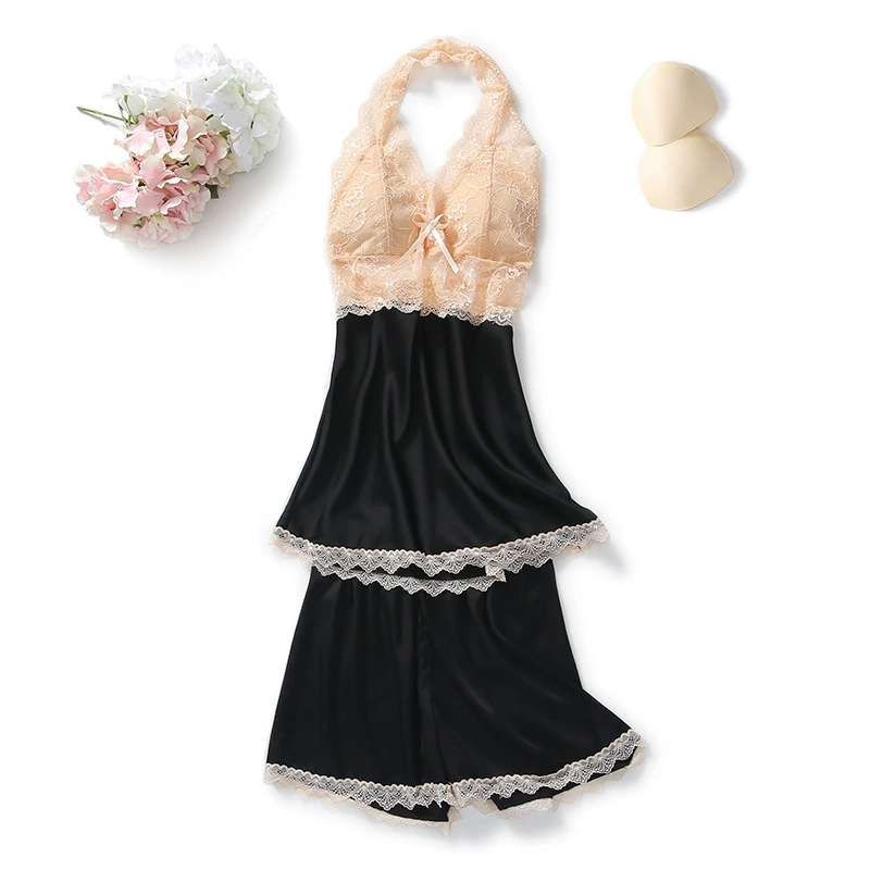Summer silk pijama with bow, sexy set, lifting effect