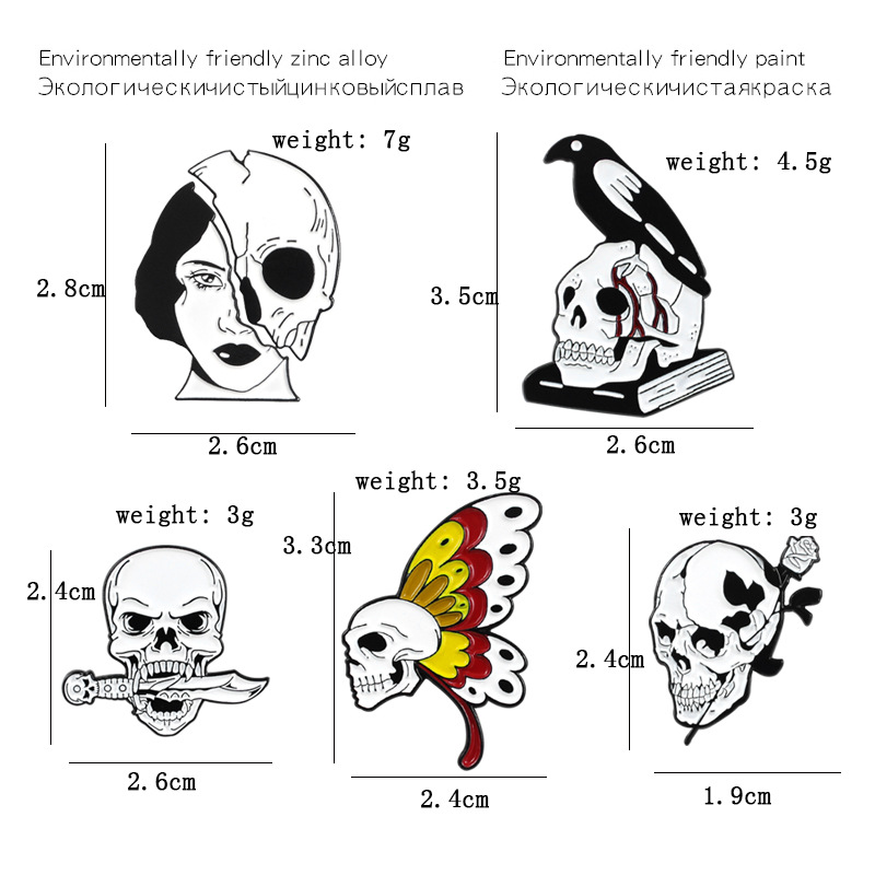 Übertrieben Schädel Legierung Emaille Unisex Broschen display picture 1