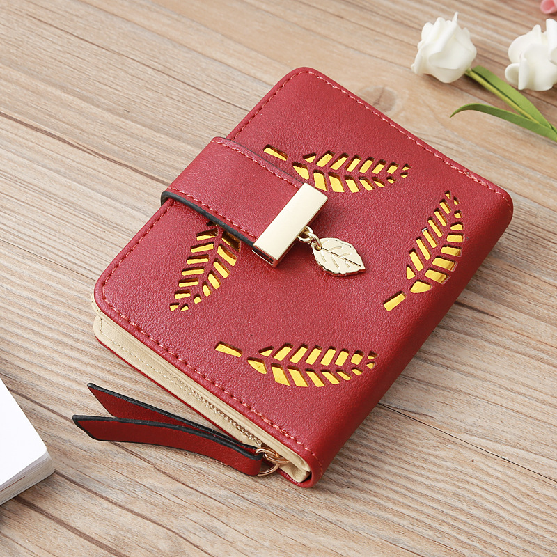 Korean Hollow Leaf Flower Two Fold Wallet display picture 26