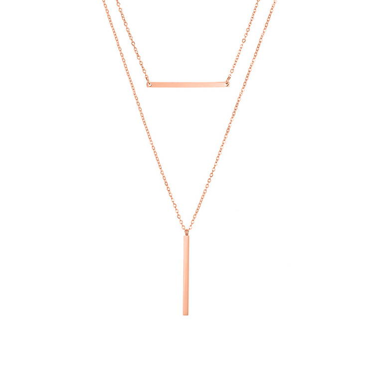 Jewelry Popular Elements Summer Double Stainless Steel Necklace Simple Clavicle Chain Distribution Wholesale Nihaojewelry display picture 4