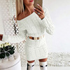 Fluorescent twist waist off shoulder sweater dress knitwear