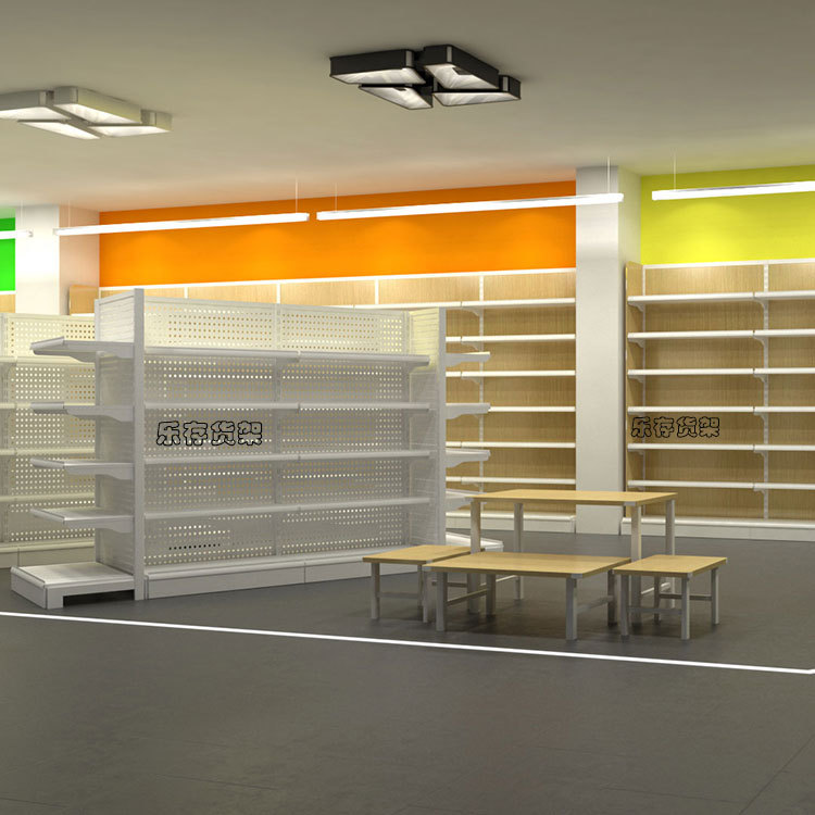 便利店超市展示钢木架子化妆品小型超市用的货架批发多层文具厂家