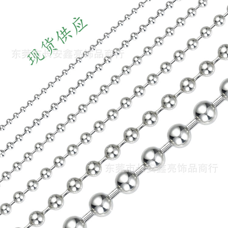 Cadena de cuentas de acero inoxidable 304 316, cadena de cuentas onduladas de 1.0MM a 12.0MM en stock, precio de fábrica, venta directa, cadena para joyería DIY