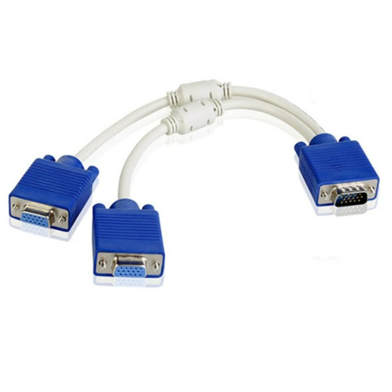 VGA разветвитель 1 в 2, двухпроводной VGA, кабель передачи данных с делением частоты, 1 вход на 2 выхода