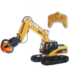 汇纳1571合金仿真大型挖掘工程车1:14十六通道合金抓球工程车玩具
