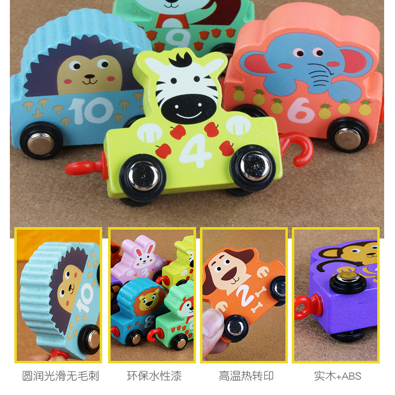 Carro animal digital de madera pequeño tren niños 1-2-3-6 años educación temprana inteligencia montaje bloques Juguetes