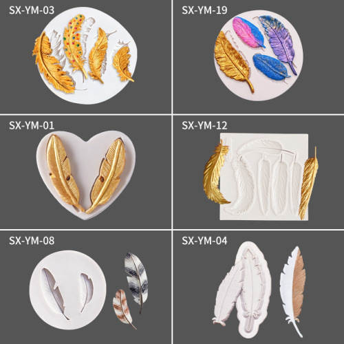 Sanxin Feather Fondant Silicone Mold DIY Chocolate Cake Decoration Plaster Ornament Baking Tool