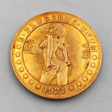 外币深雕浮雕1921年美国美女流浪者骷髅硬币厂家微章收藏批发