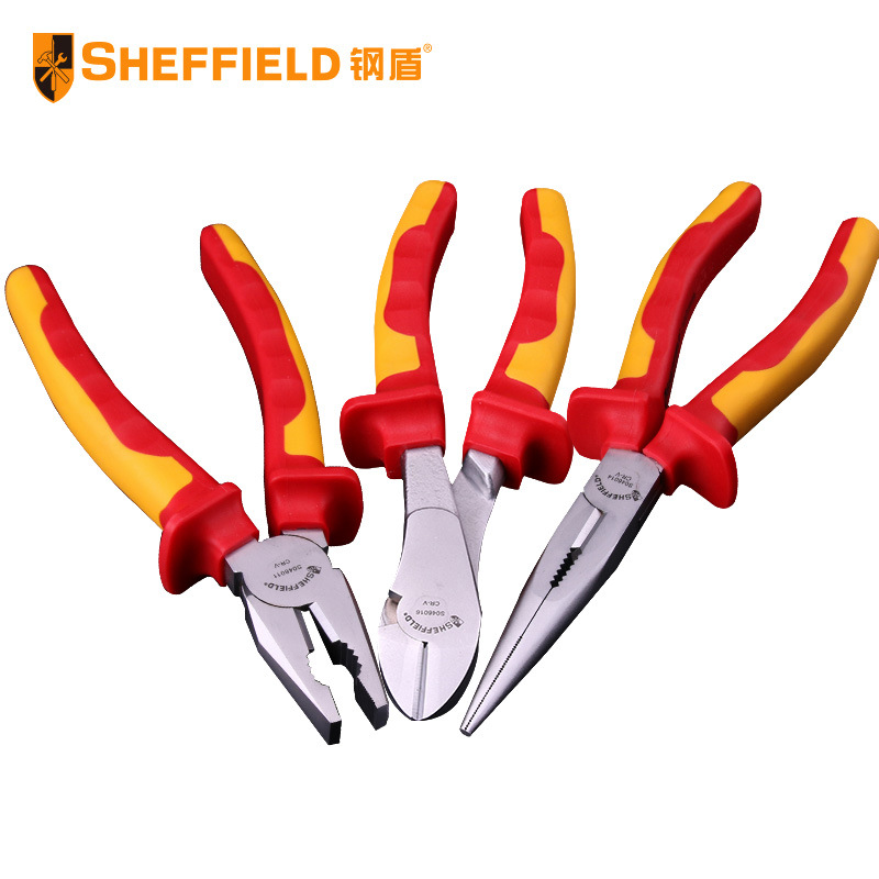 钢盾绝缘钳套装 7"钢丝钳/8"斜嘴钳/8"尖嘴钳 三件套S046001