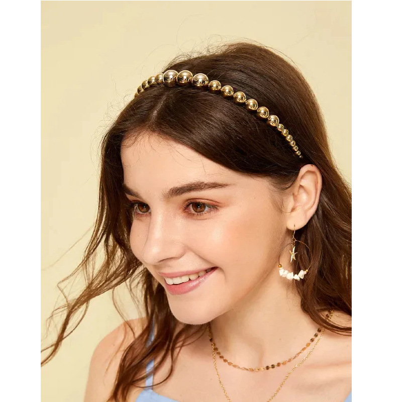 Fashionable Temperament Hair Band Female Ins Fashion Trend Pearl Headband Halloween Golden Hair Clip Accessories