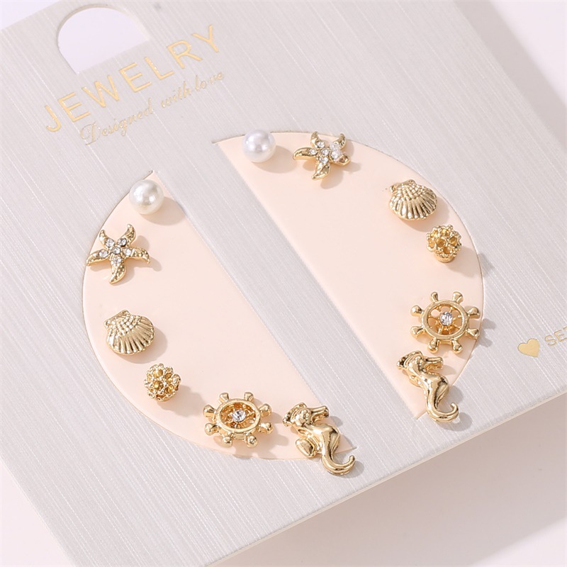 Fashion 6 Pairs Of Geometric Flower Shell Earrings display picture 6