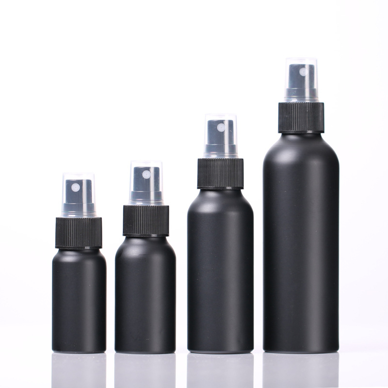 Botella de aluminio negro niebla fina botella de spray de alcohol sub-embalaje portátil viaje cosméticos agua prensa spray pequeña botella vacía image 5