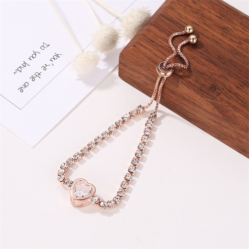 Hot-selling new products in Europe and the United States Fashionable Rose Gold Love Zircon Bracelet Simple Alloy Diamond Women's Bracelet Bracelet
