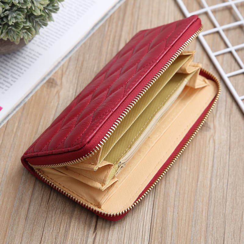 Korean Embroidered Grid Multi-card Slots Large Capacity Long Wallet display picture 26