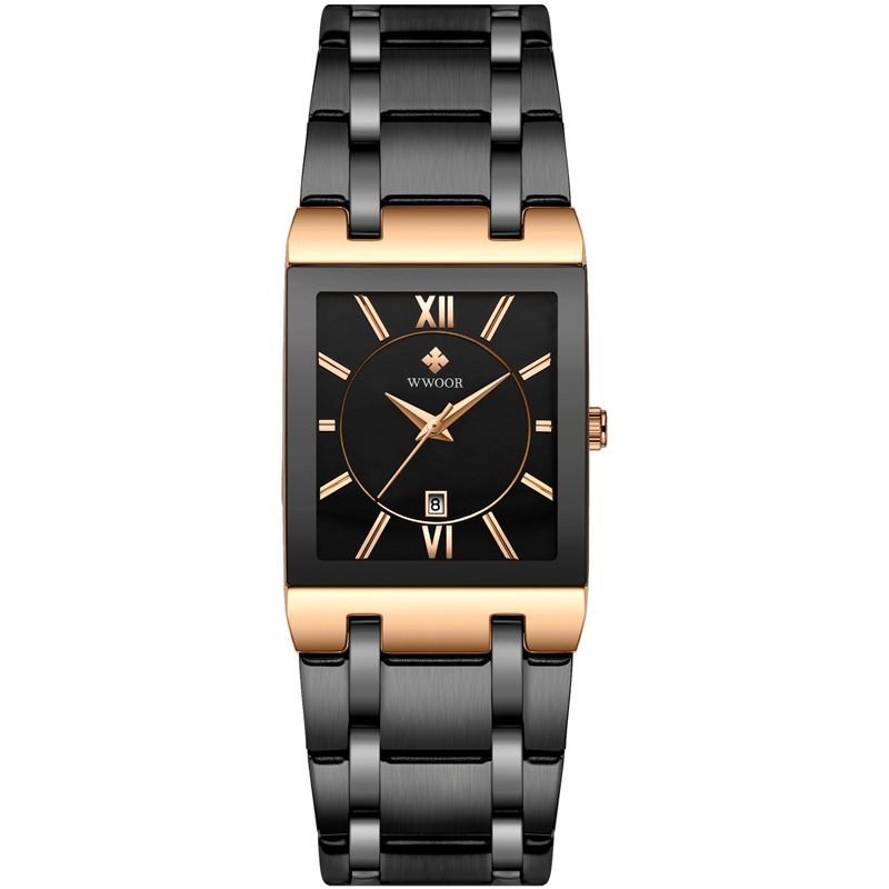 WWOOR Holding Love nuevos hombres de negocios reloj de cuarzo calendario impermeable reloj cuadrado cabeza casual Bowl Watch 8858