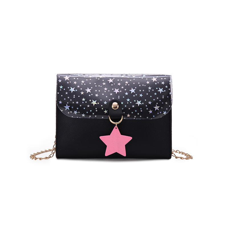 Small Bag Female 2019 Summer New Cute Hanging Star Transparent Mini Chain Small Square Bag One Generation Female Bag