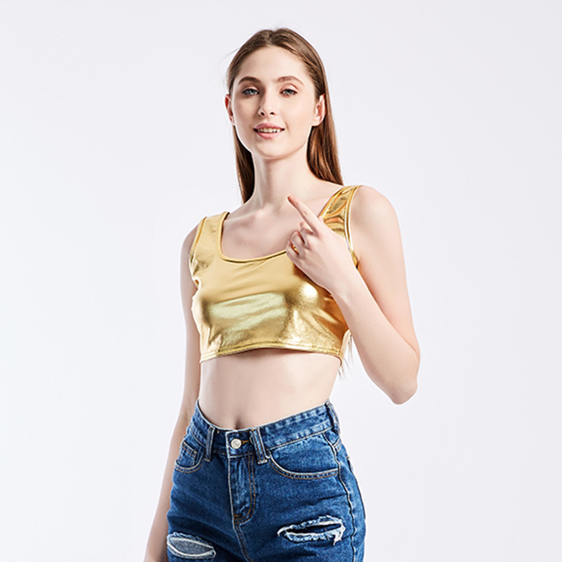 夏の新作、海外仕入れ、セクシーでスリムなスポーツタンクトップ、光沢のあるパフォーマンスウェア、ステージ衣装