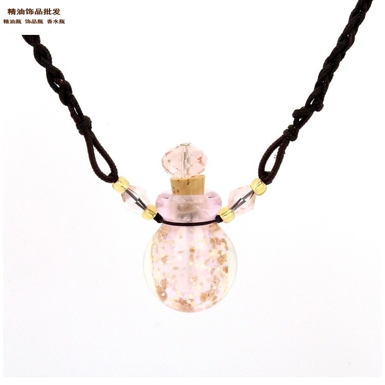 中国精油饰品网粉红色球形金莎瓶妞妞绳项链4.jpg